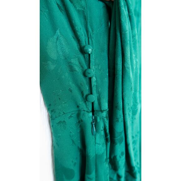 RIXO LONDON Indy Green Floral Satin Jacquard Long Sleeve Mini Dress US MEDIUM - Picture 9 of 14